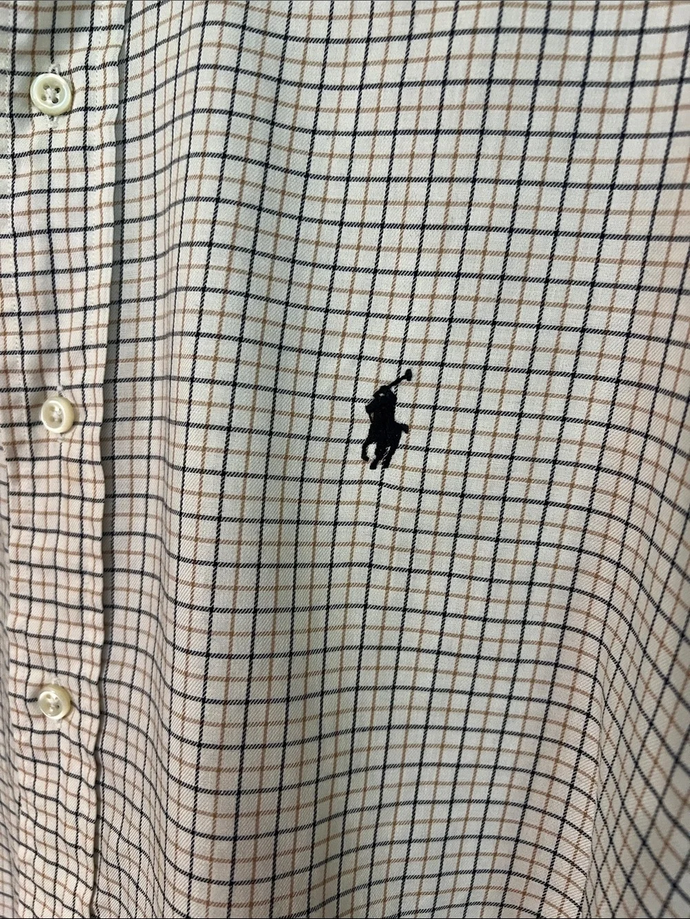 Polo by Ralph Lauren Cream Button-Down Check Shirt with Navy Plaid